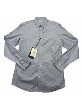 Tiger of Sweden Adley Slim Fit Striped Dress Shirt Blue Size 40 | 15 3/4